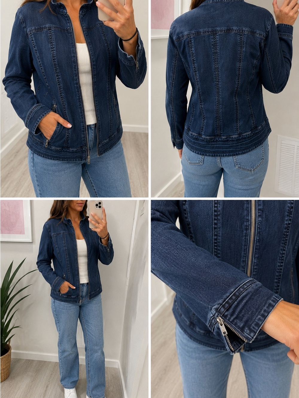 Chico’s Platinum Denim Jacket – Size 1 (Approx. S/M)